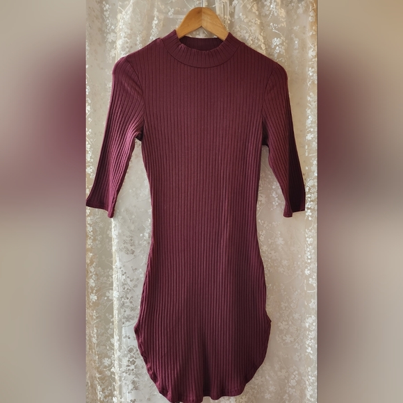 Shein Women's Burgundy Ribbed Maxi Dress NWB  Lg - Picture 6 of 11